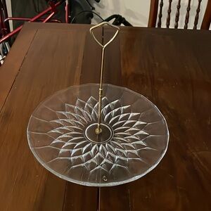 Val St. Lambert 12” Imperial Footed Platter MISSING Base, Replaced with Handle